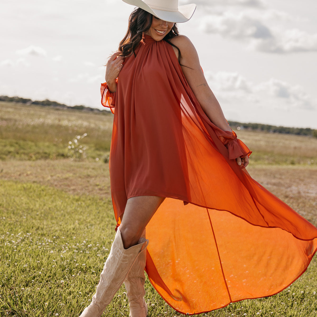 Rust High Low Halter Dress **PRE ORDER JUNE 6th** – The Wild J