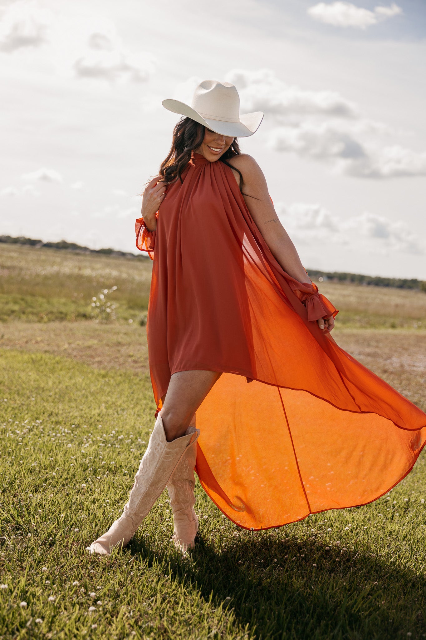 Rust High Low Halter Dress **PRE ORDER JUNE 6th** S Rust High Low Halter Dress **PRE ORDER JUNE 6th** S