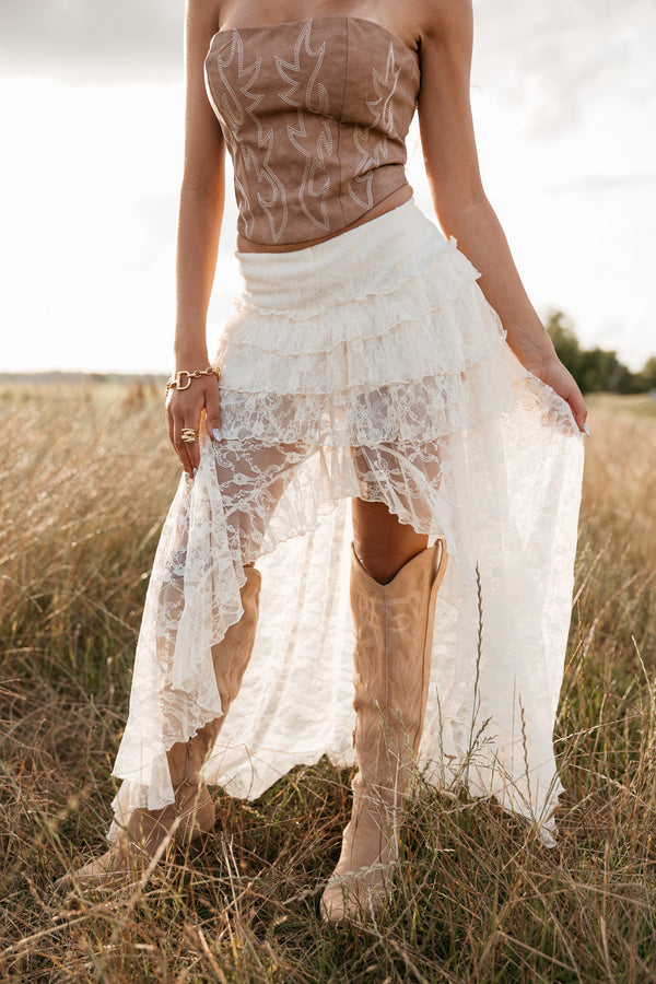 Lace Tiered Maxi Skort | The Wild J XS Lace Tiered Maxi Skort | The Wild J XS