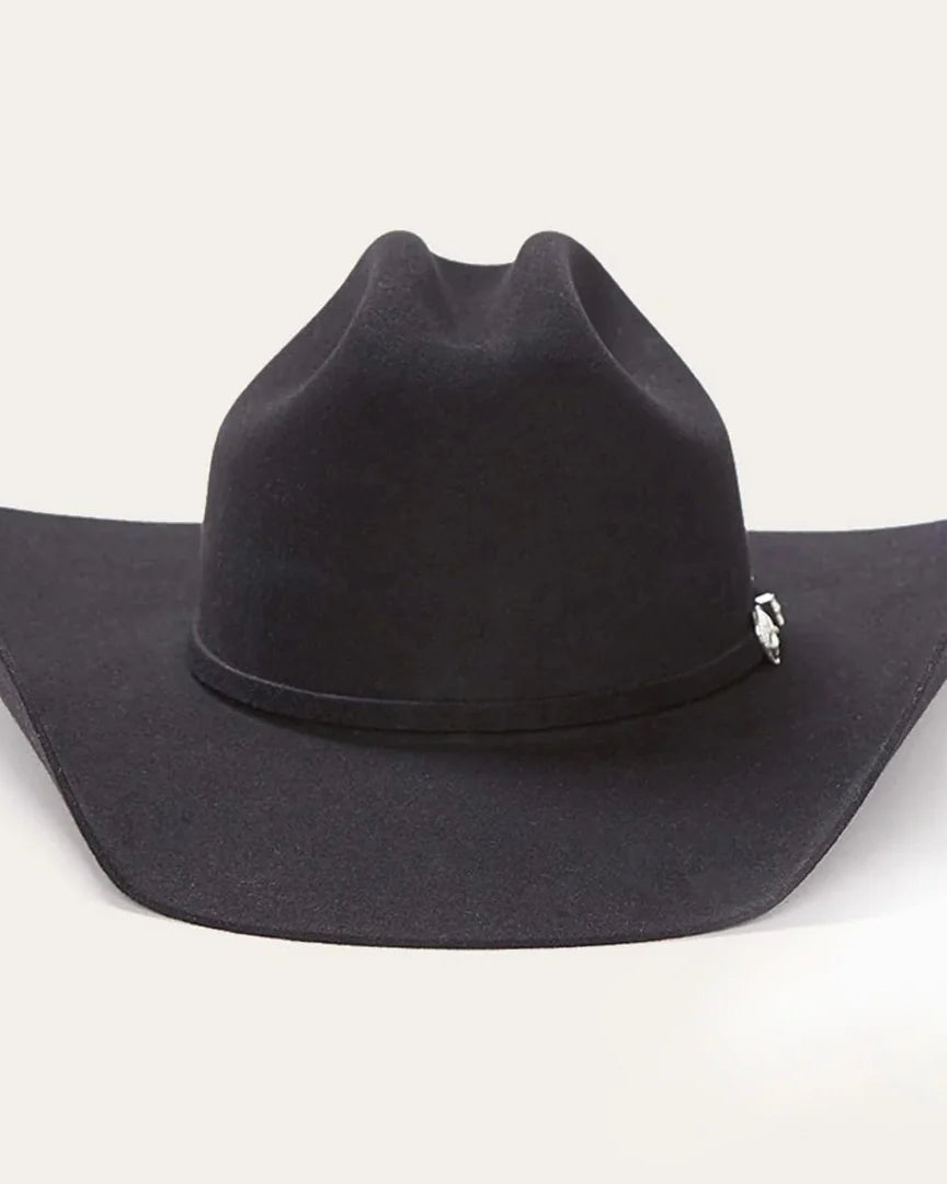 Side view of Stetson Brenham cowboy hat showing cattleman crown and wide brim