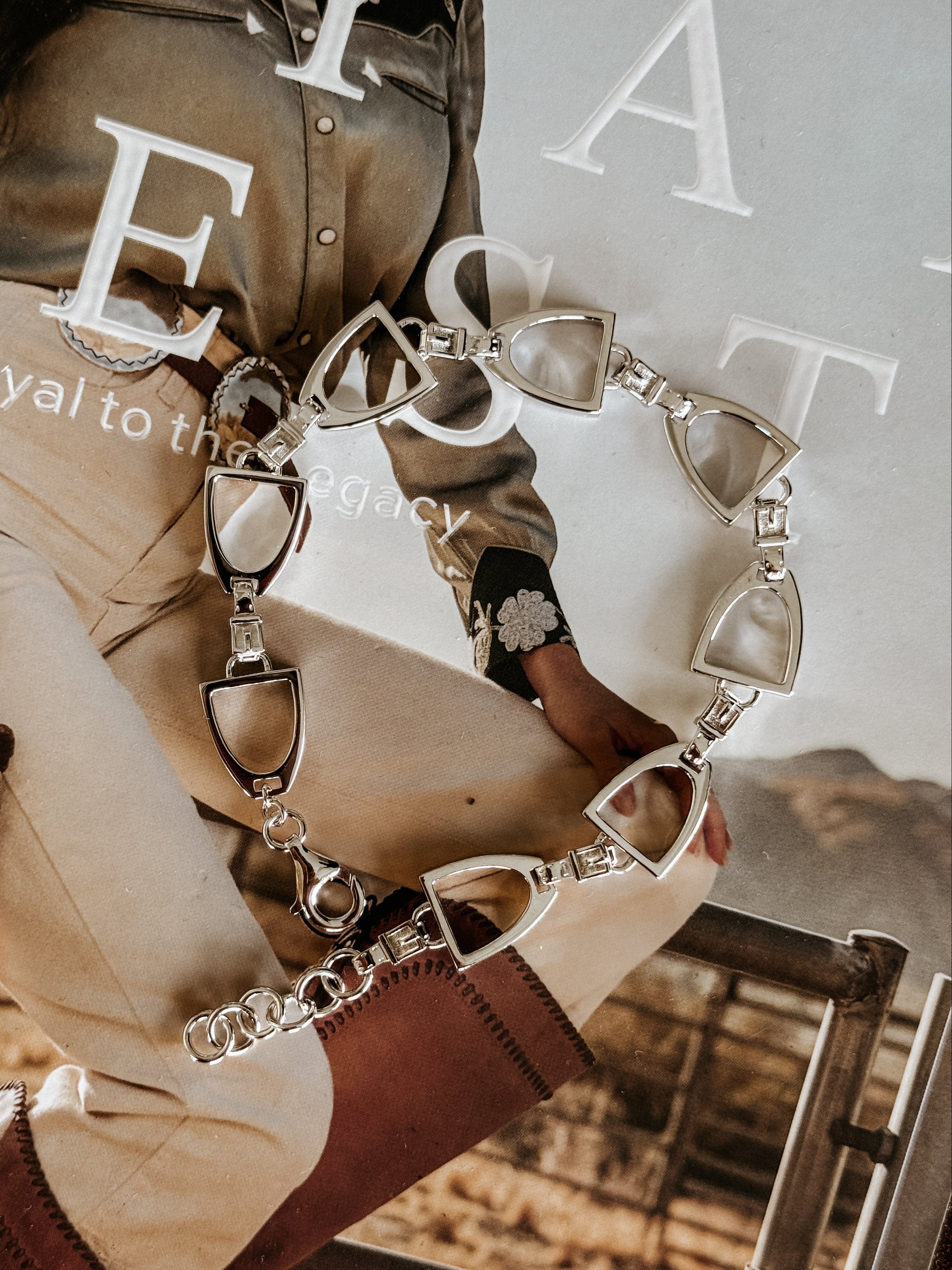 Kelly Herd sterling silver English stirrup bracelet