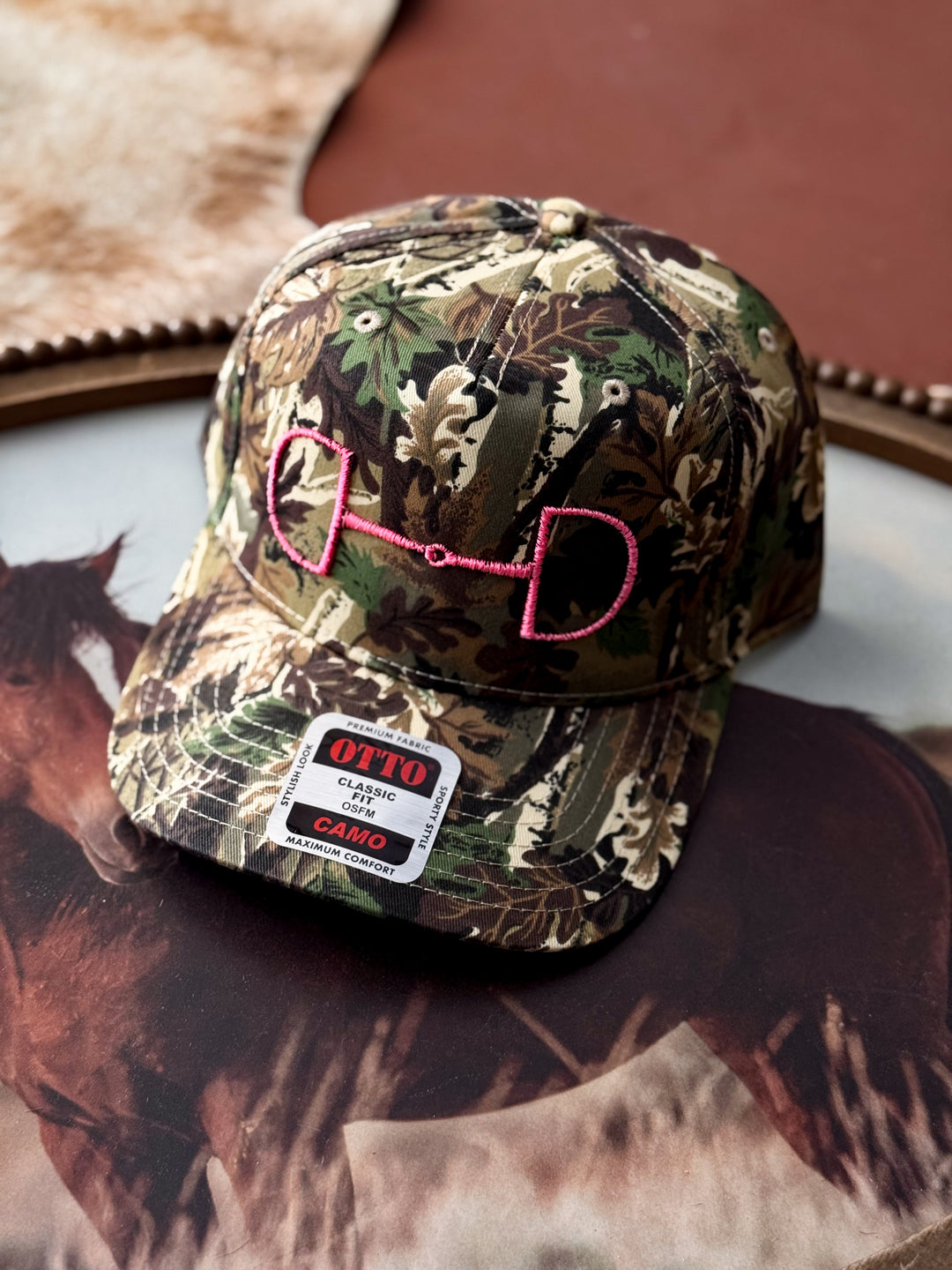 Camo Horse Bit Trucker Hat - Pink
