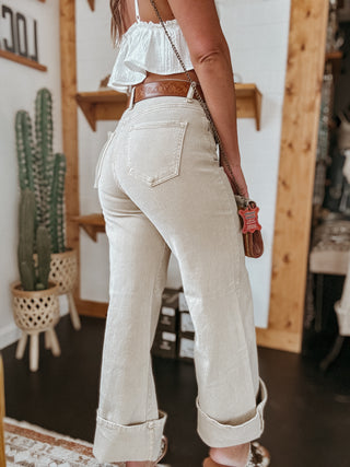 The Khaki High Rise Wide Leg Jeans