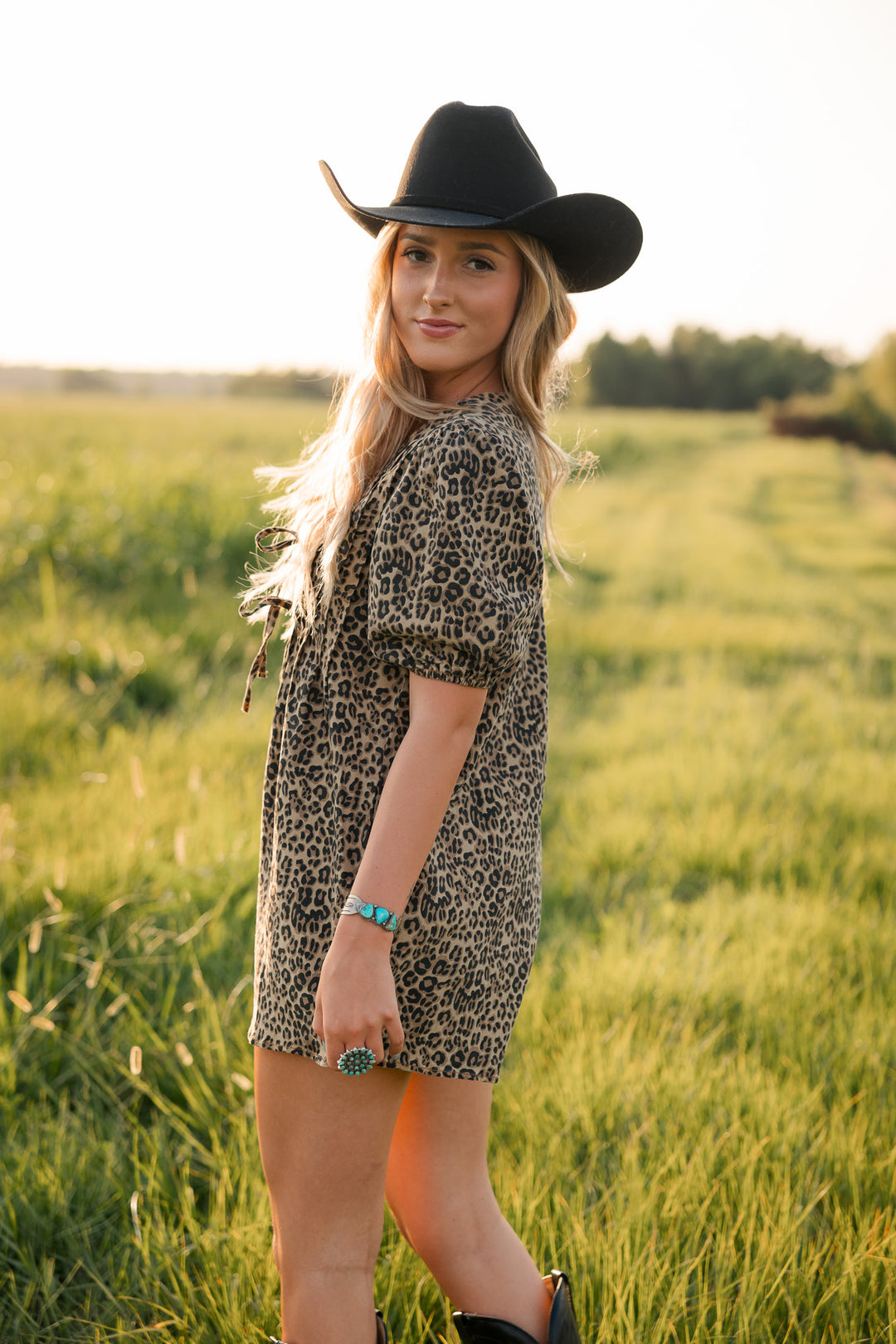Leopard Print Denim Romper