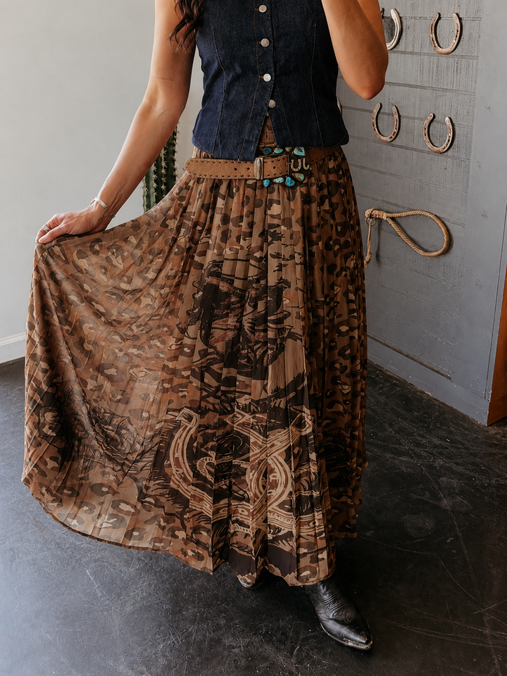 Leopard &amp; Horseshoe Maxi Skirt