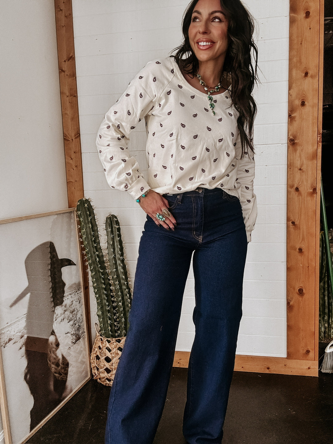 Dark Wash High Rise Wide Leg Jeans