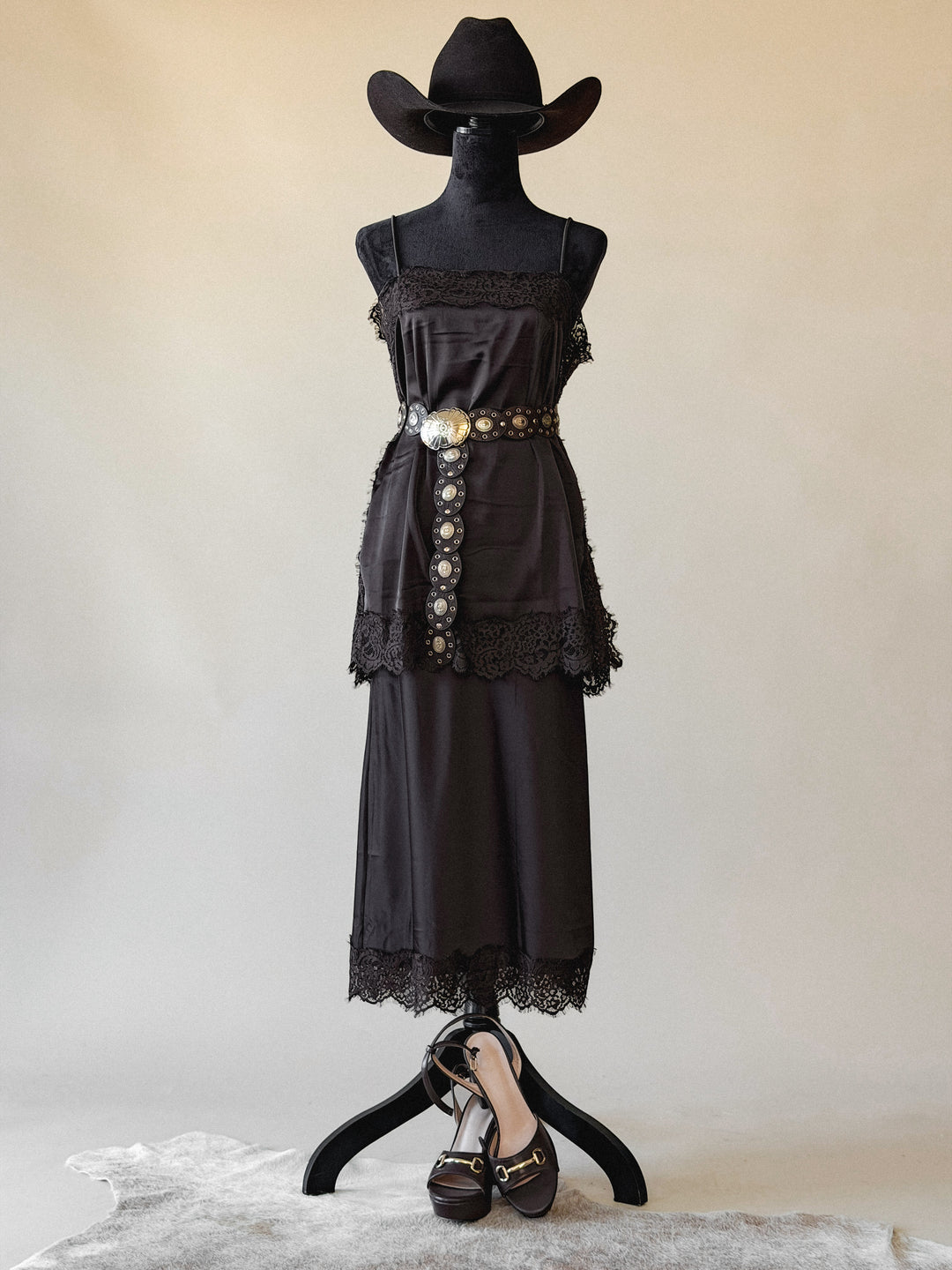 Cocoa Satin & Lace Set