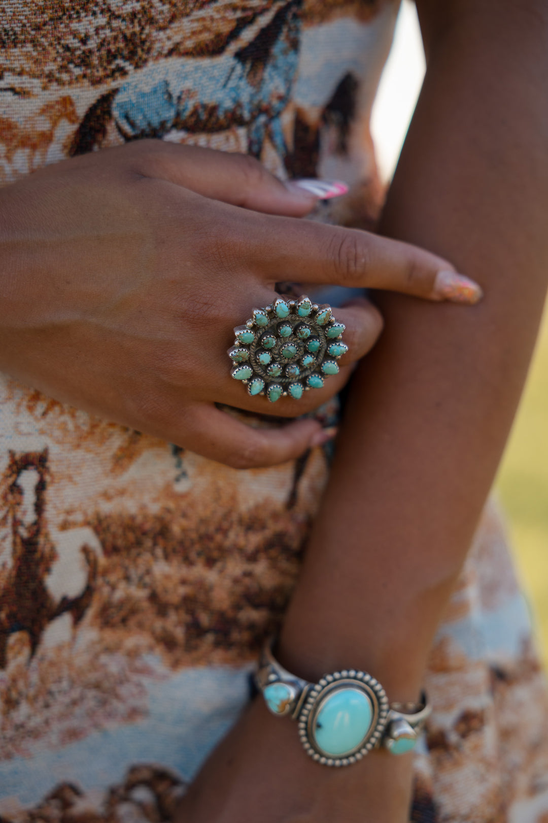 The Adjustable Turquoise Cluster Ring