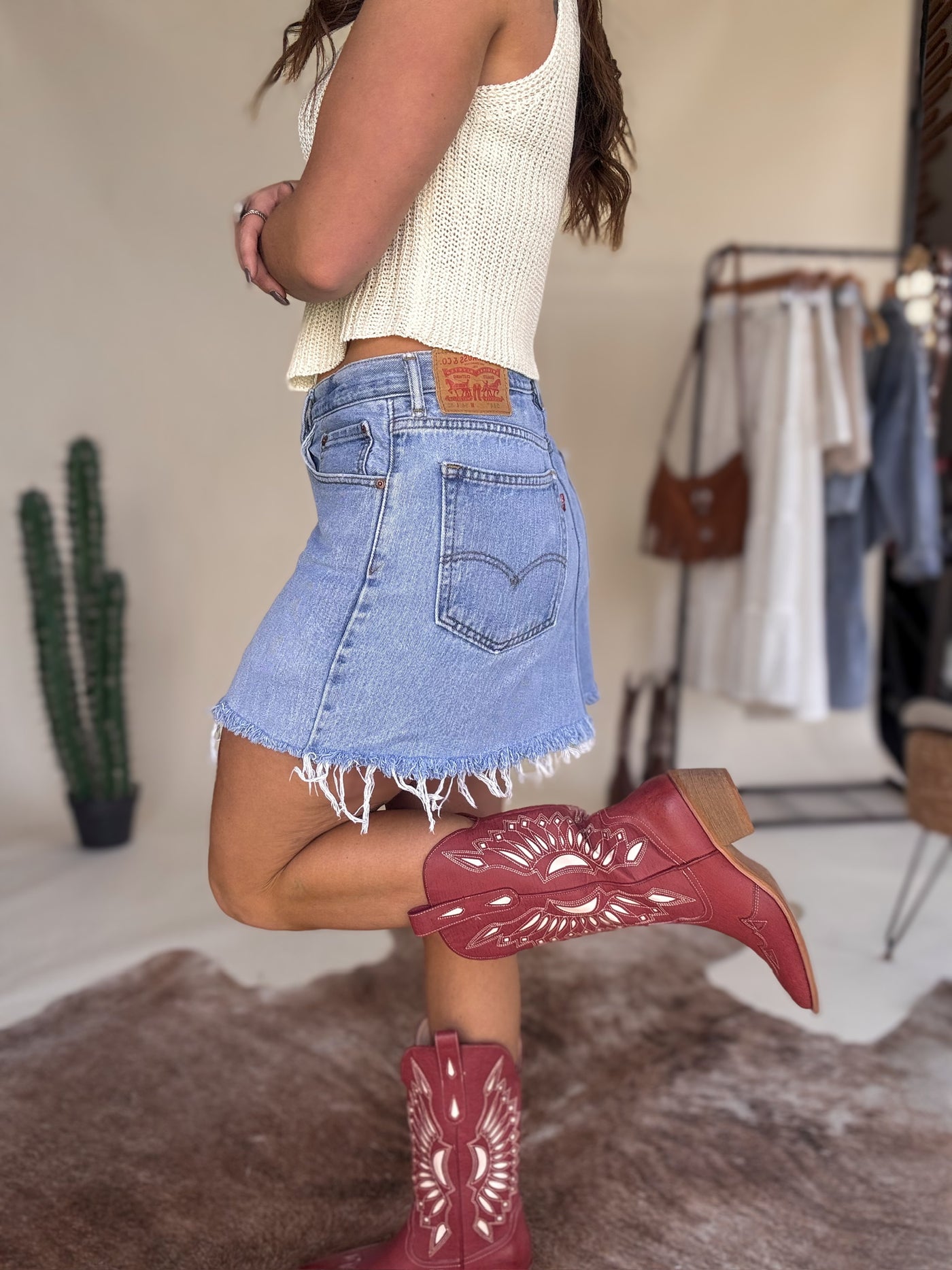 Western Sun Cutout Boots (Dusted Ruby)