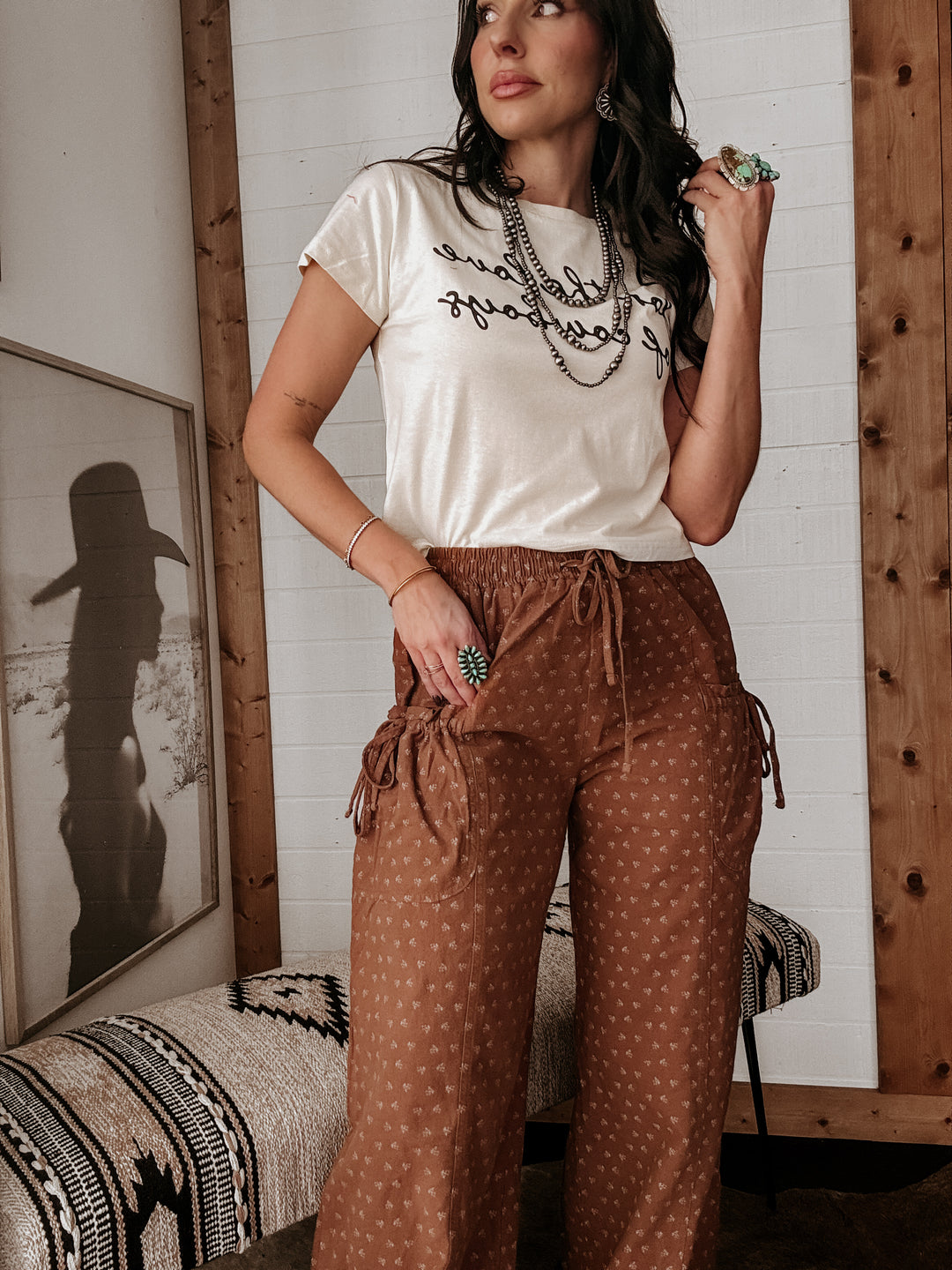 Mineral Washed Wide Leg Drawstring Pants