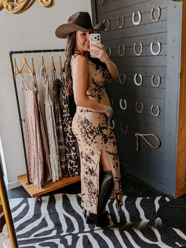 Canyon Bloom Cowl Neck Maxi Dress PRE ORDER 8/15