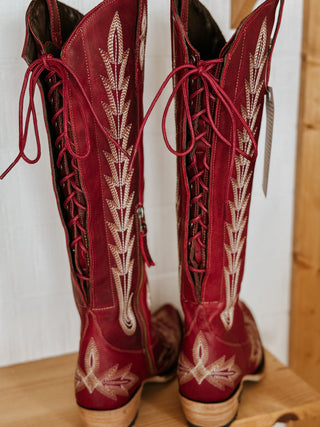 The Lexington Knee High Corset Boot (Ruby)