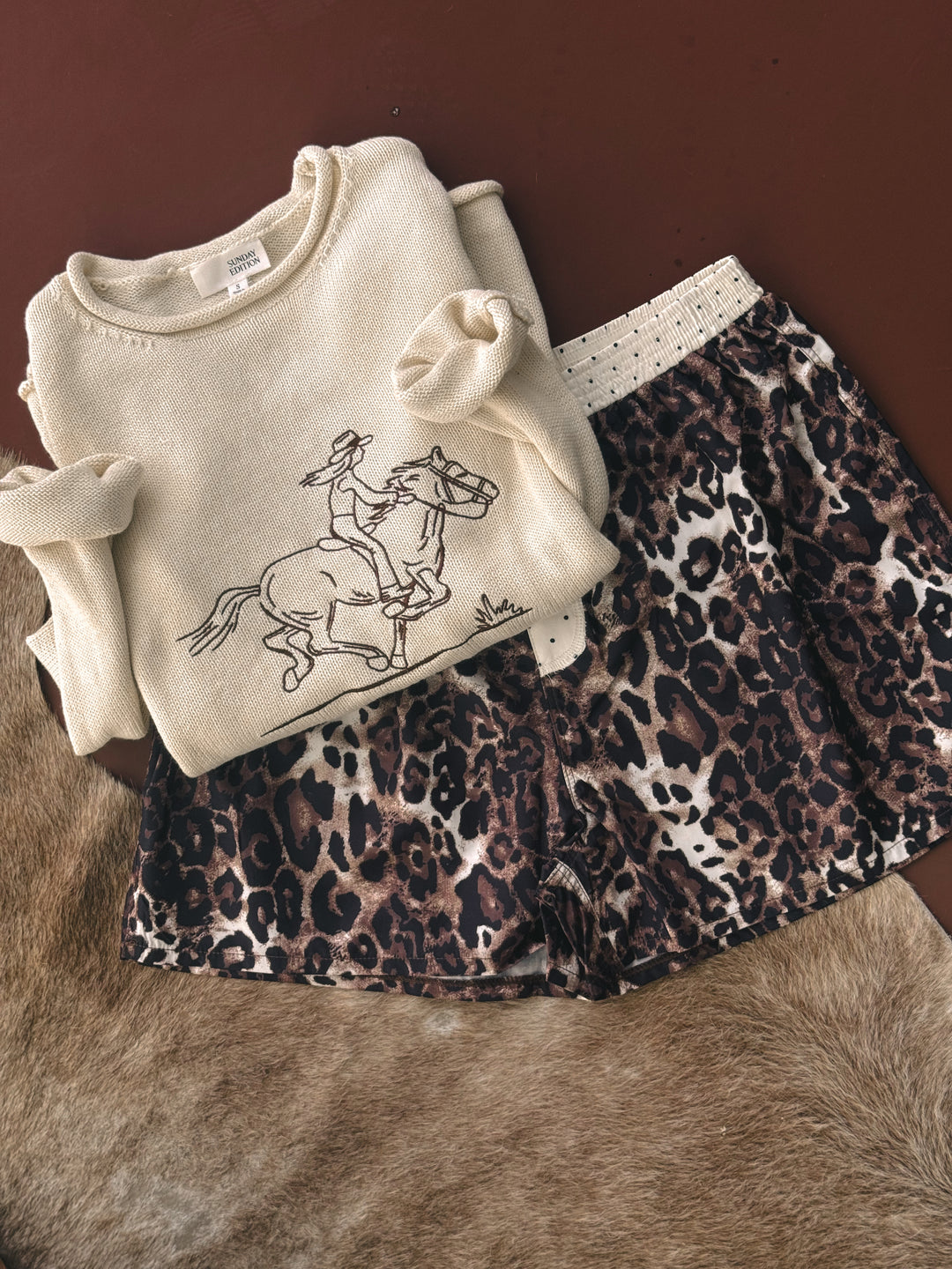 Embroidered Saddle Up Sweater - Cream