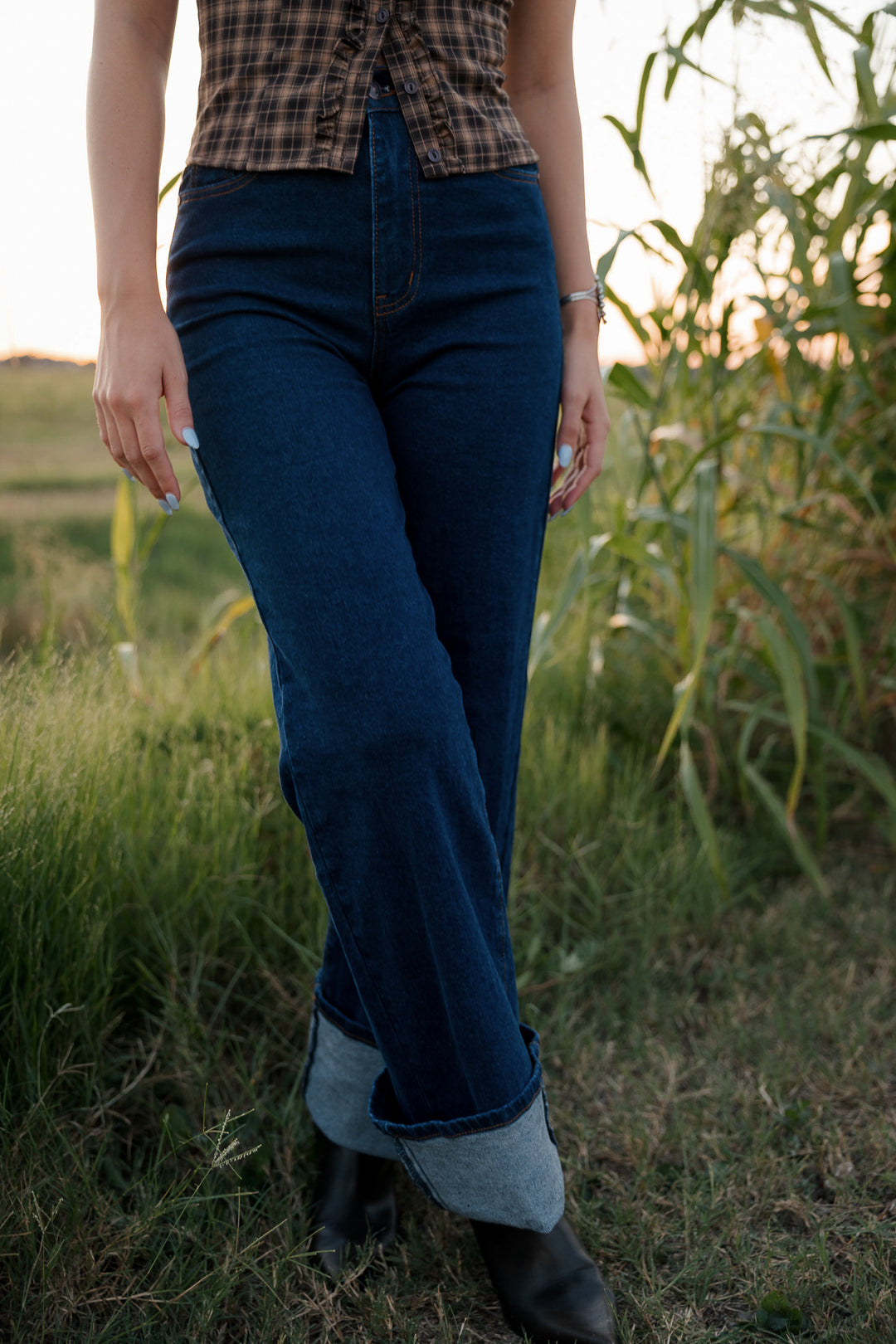 Dark Wash High Rise Wide Leg Jeans