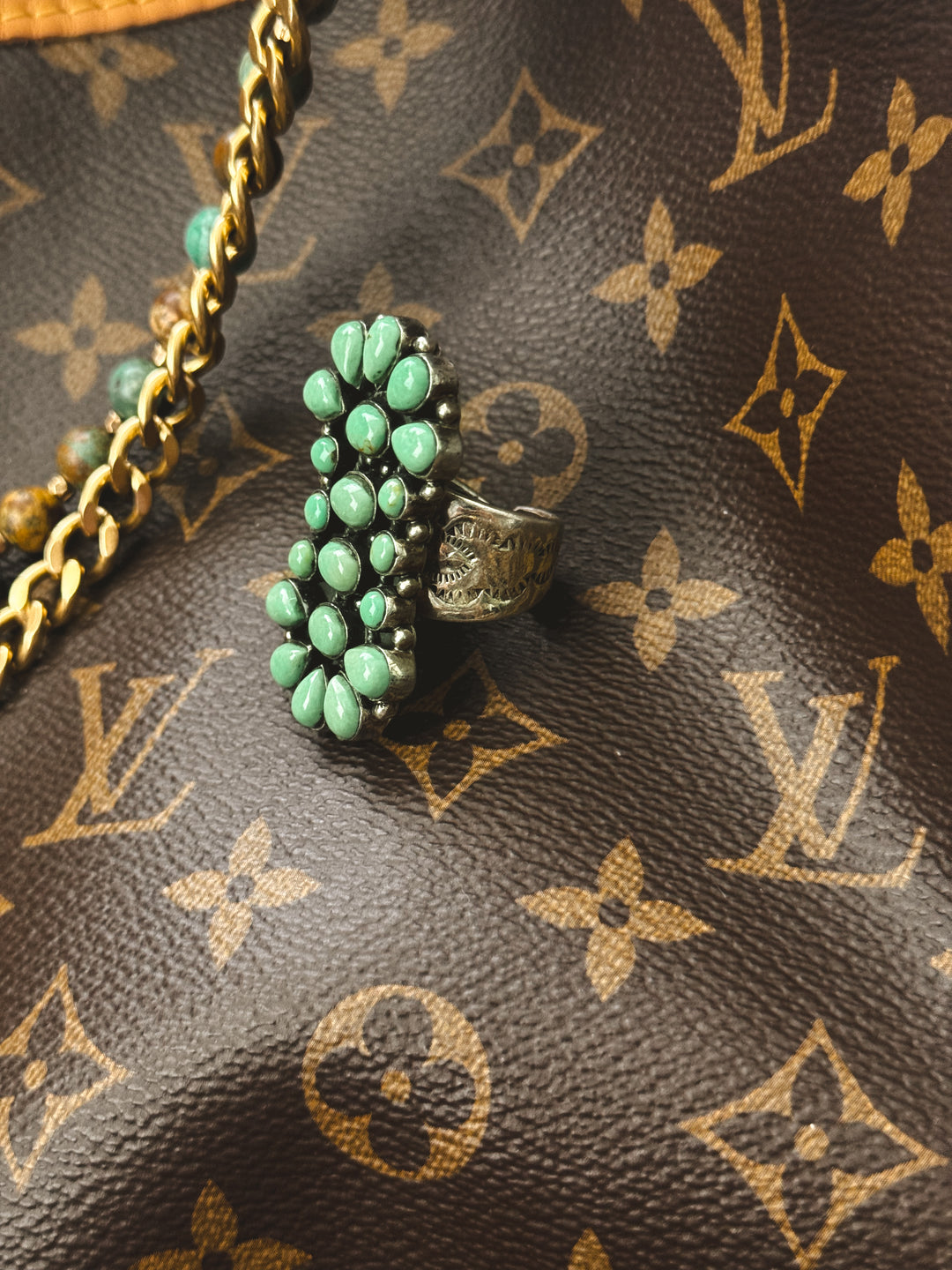 Genuine Turquoise Cluster Ring