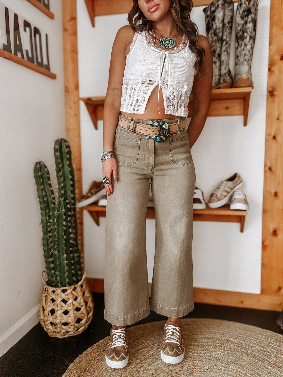 Skye Western Leather Tennis Shoes- Tan