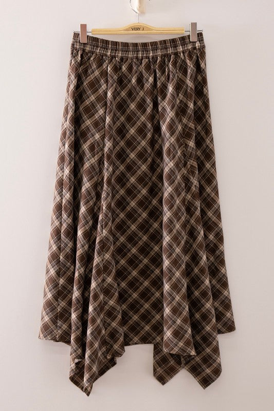 Prairie Plaid Handkerchief Midi Skirt PRE ORDER 8/20