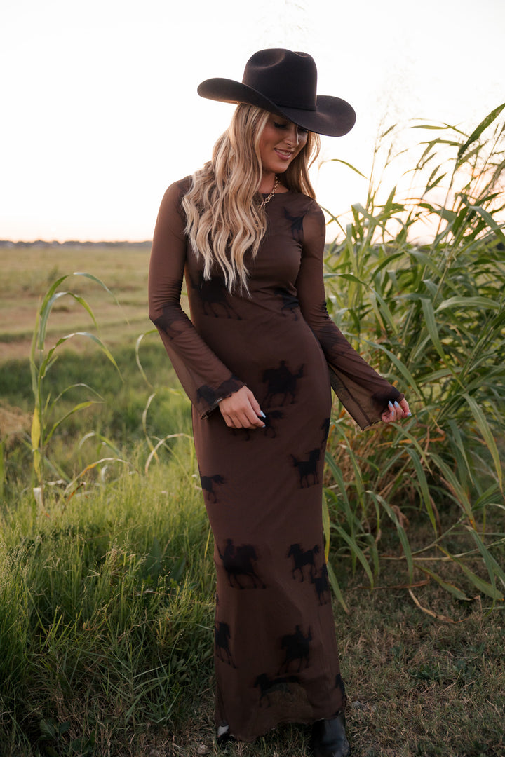 Equestrian Mesh Maxi Dress PRE ORDER 8/30