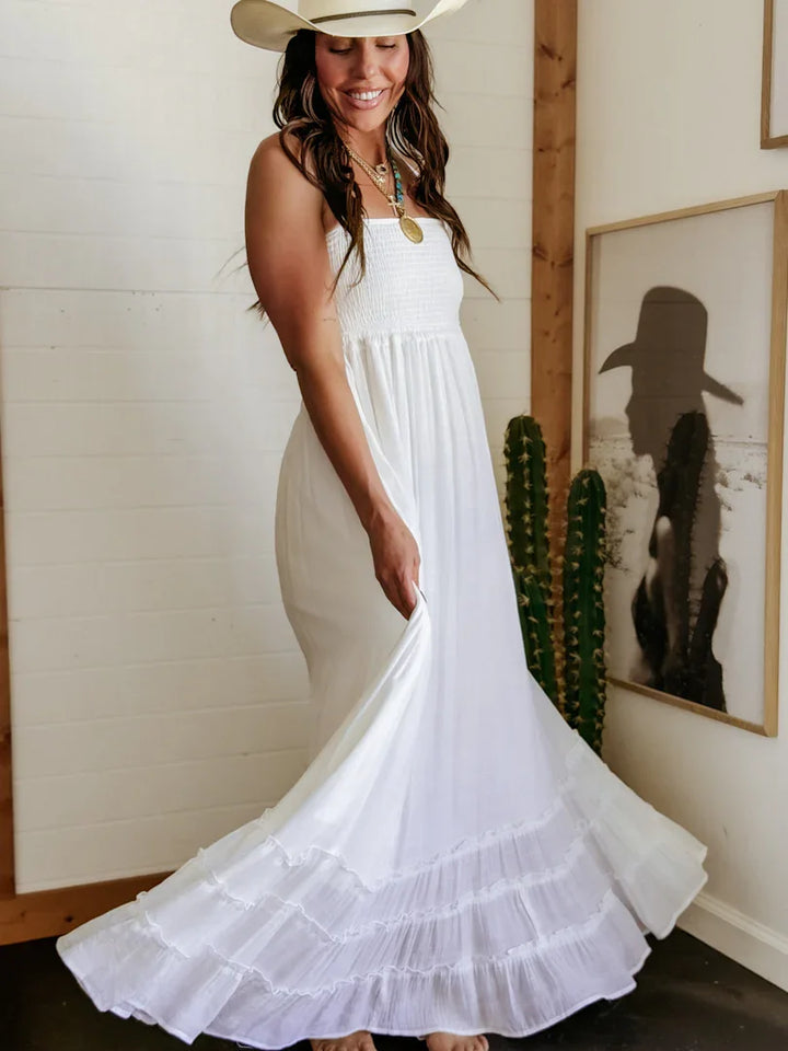 Ivory Smocked Halter Maxi Dress