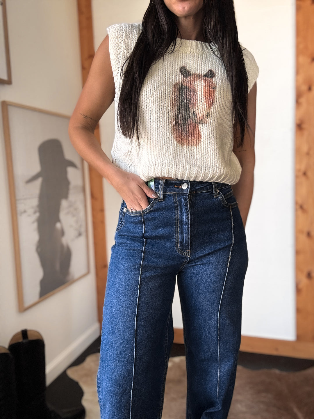 Bronco Knit Sweater vest - White