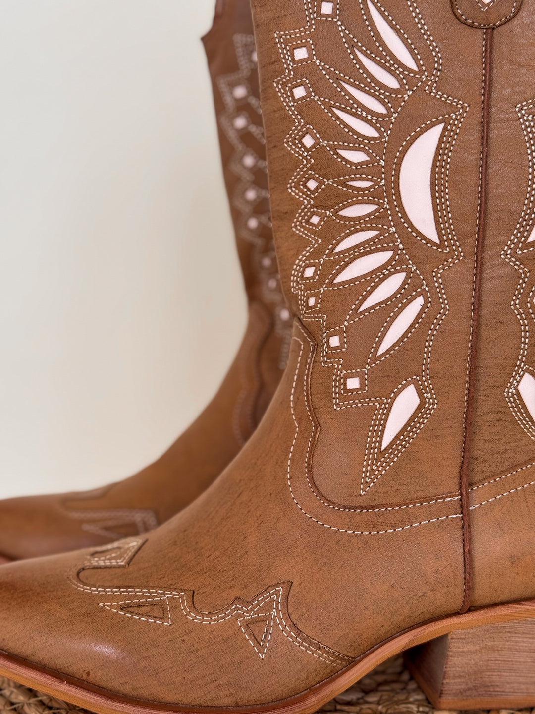 Western Sun Cutout Boots (Tan)