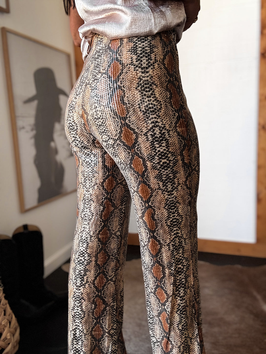 Sequin Python Flared Pants