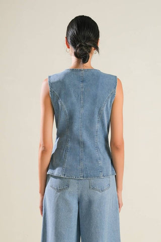 The Buttoned Denim Top