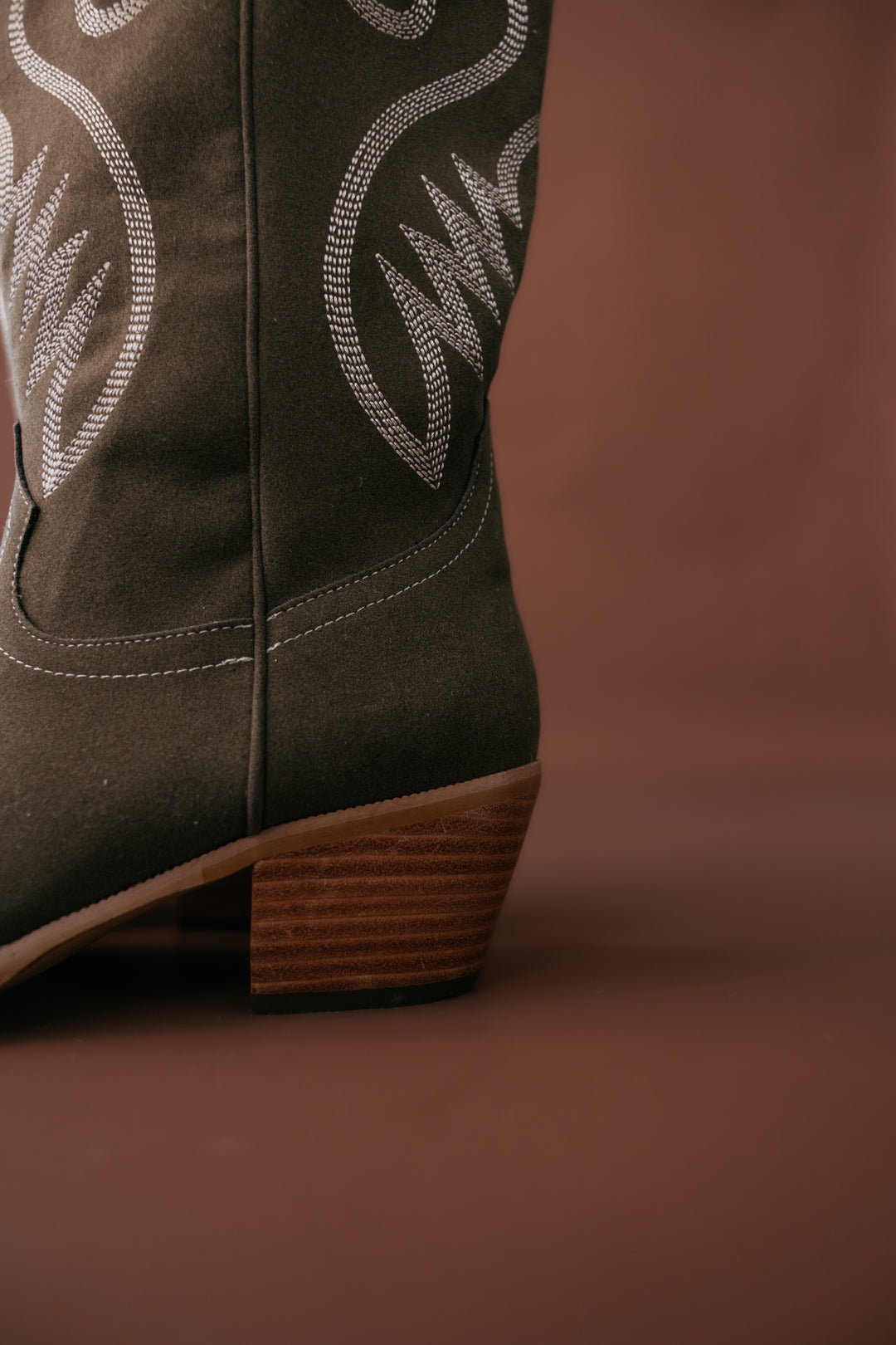 Olive Suede Embroidered Cowgirl Boots