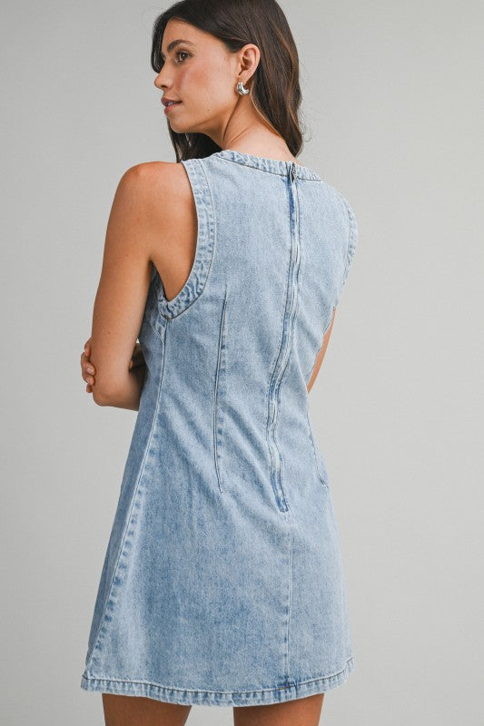 Darlin’ Denim Cinched Dress – Light Wash PRE ORDER 6/5/26