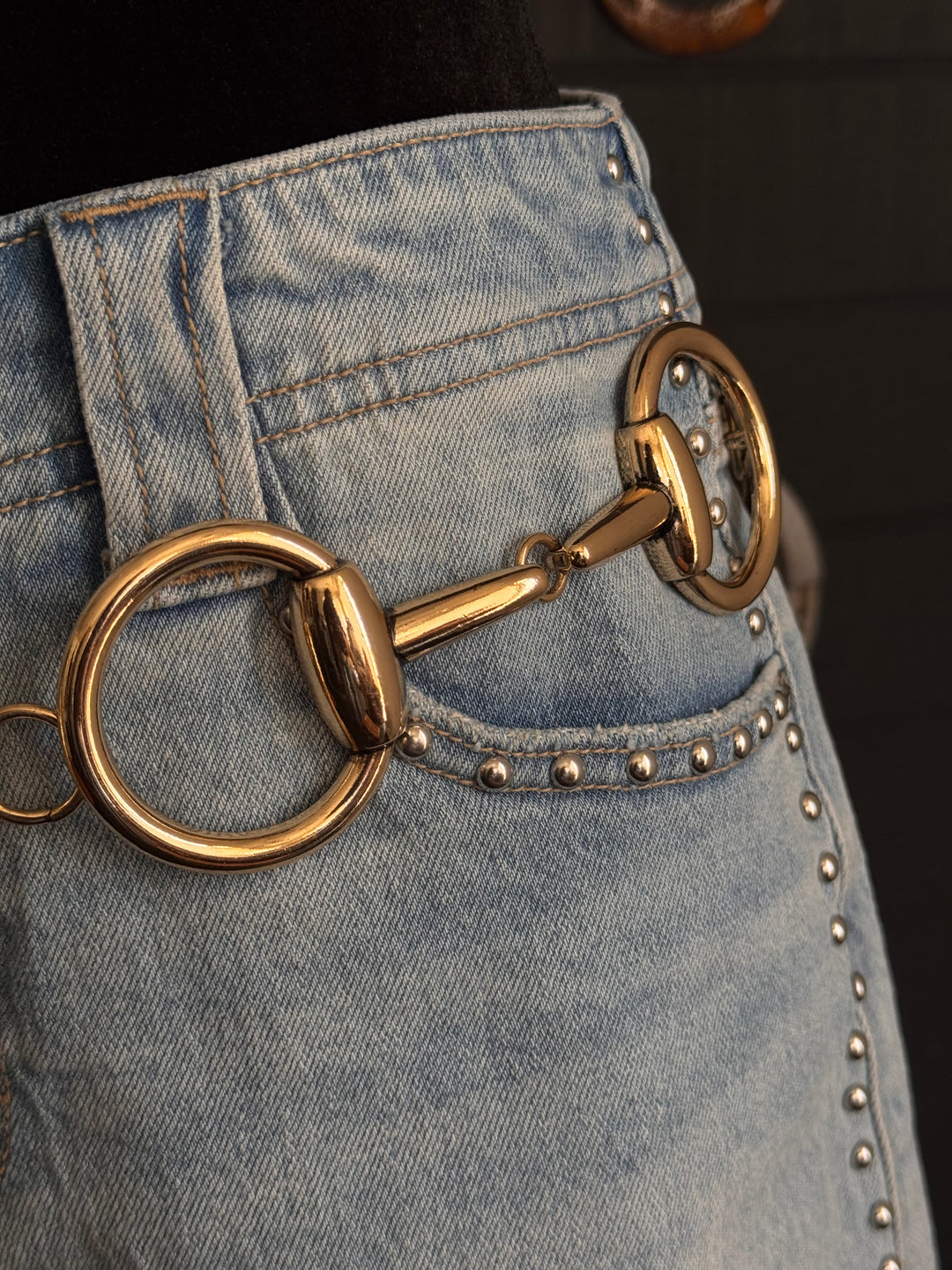 Western Horsebit Chain Belt – Gold