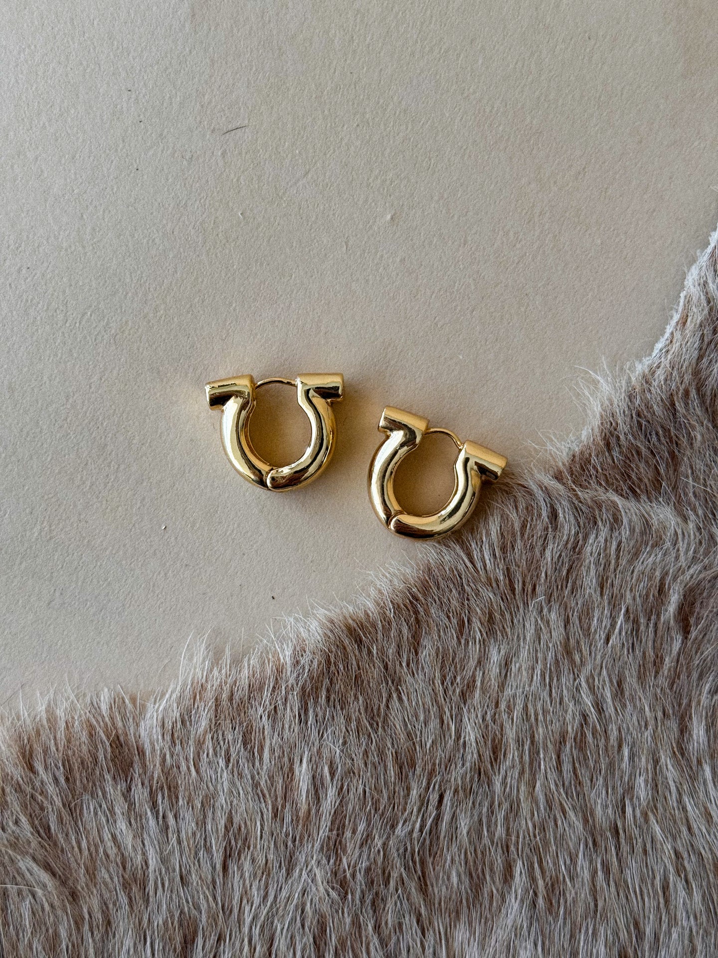 14K gold-dipped horseshoe hoop earrings on neutral background – dainty Western jewelry