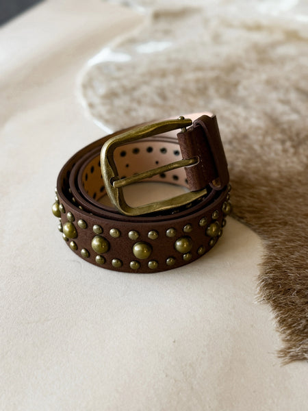 NWT Medallion Embellished Bronze Studded Brown Leather D-Ring Buckle Belt Large NWT Medallion Embellished Bronze Studded Brown Leather D  main image 3