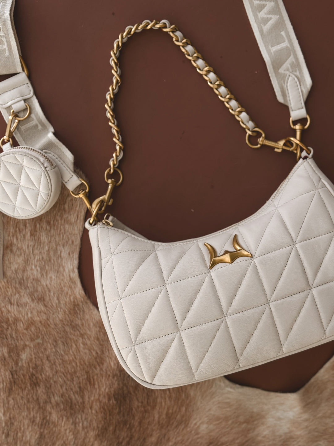 Loyal White Quilted Leather Bag