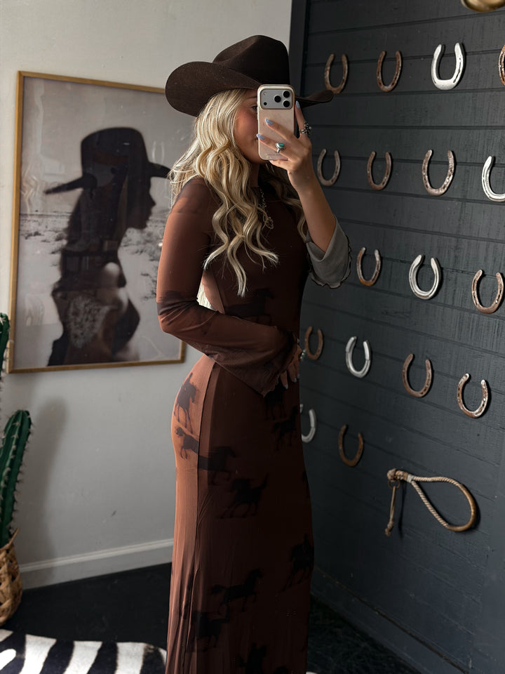 Equestrian Mesh Maxi Dress PRE ORDER 8/30