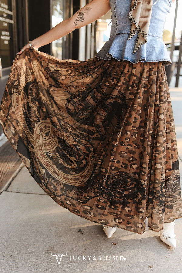 Leopard &amp; Horseshoe Sheer Maxi Skirt