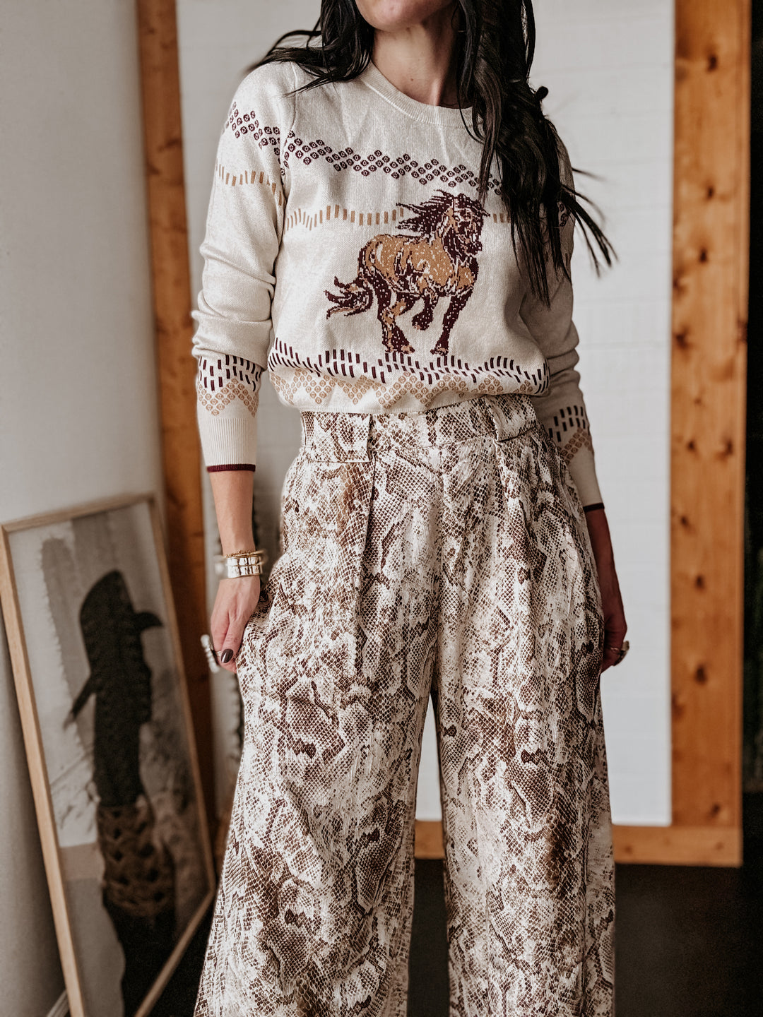 Horse Pattern Western Sweater