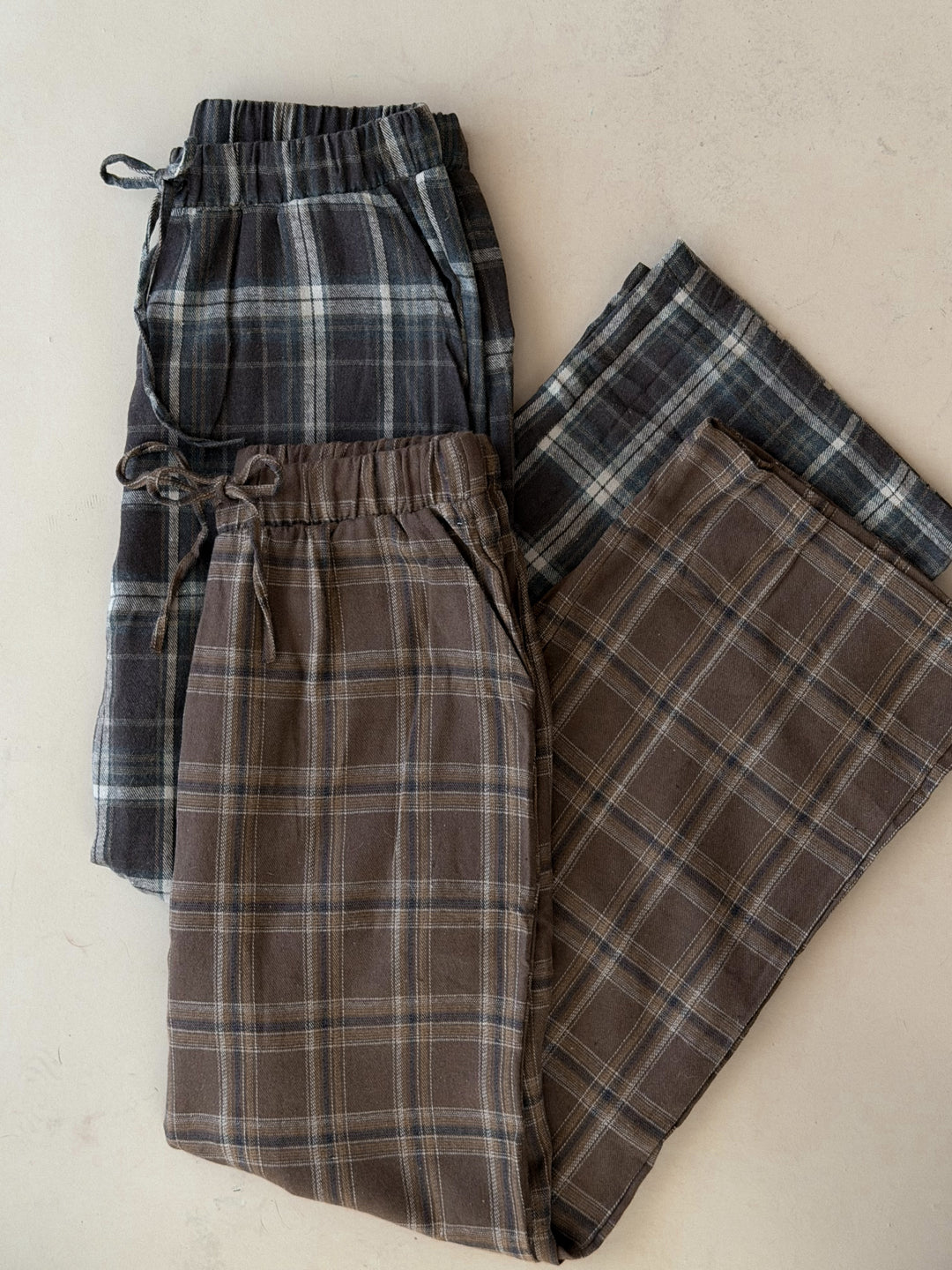 Plaid Wide Leg Pajama Pants – Dusty Brown