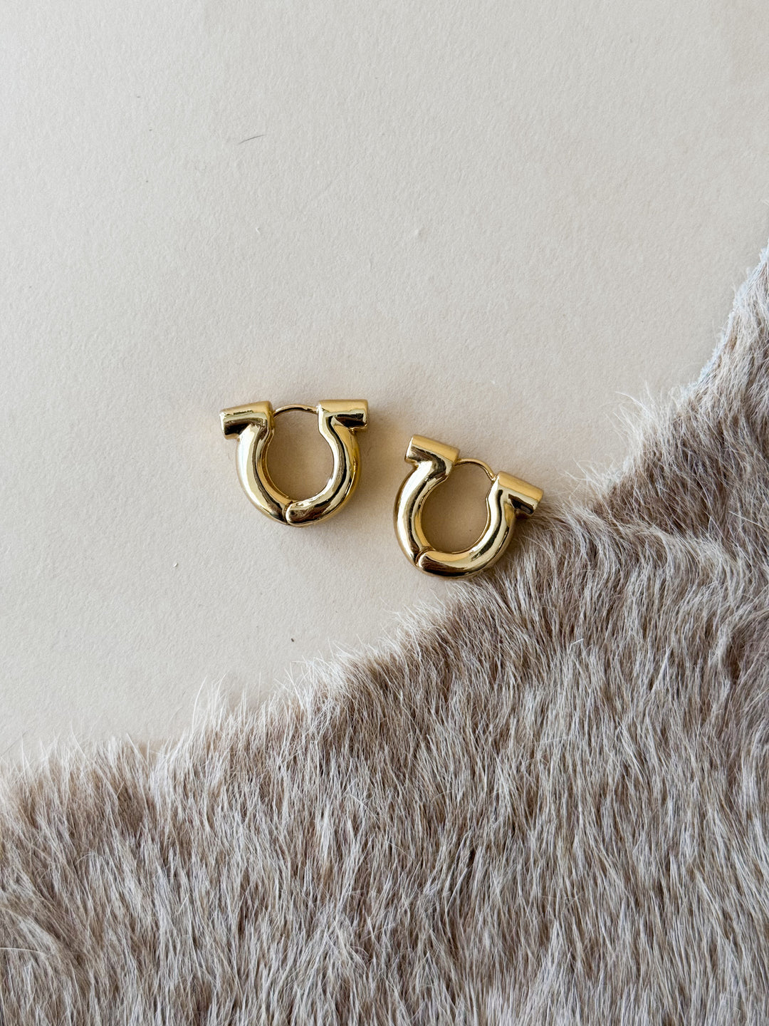Horseshoe Hoop Earrings – 14K Gold Dipped