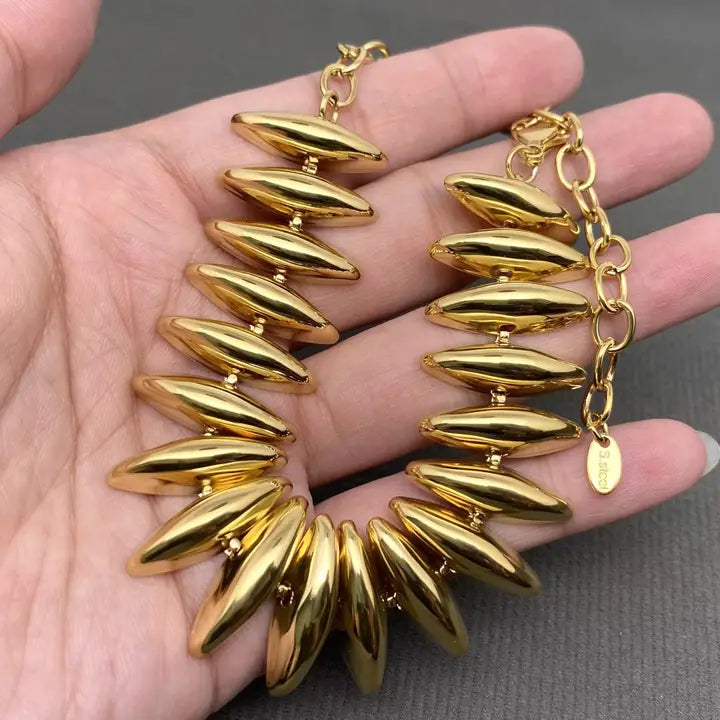 Horse Eye Spike Bracelet — Lightweight 18K Gold Plated Stainless Steel