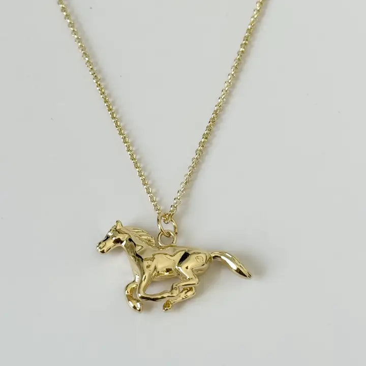 Brandy Galloping Horse Necklace – Gold Vermeil on Sterling Silver