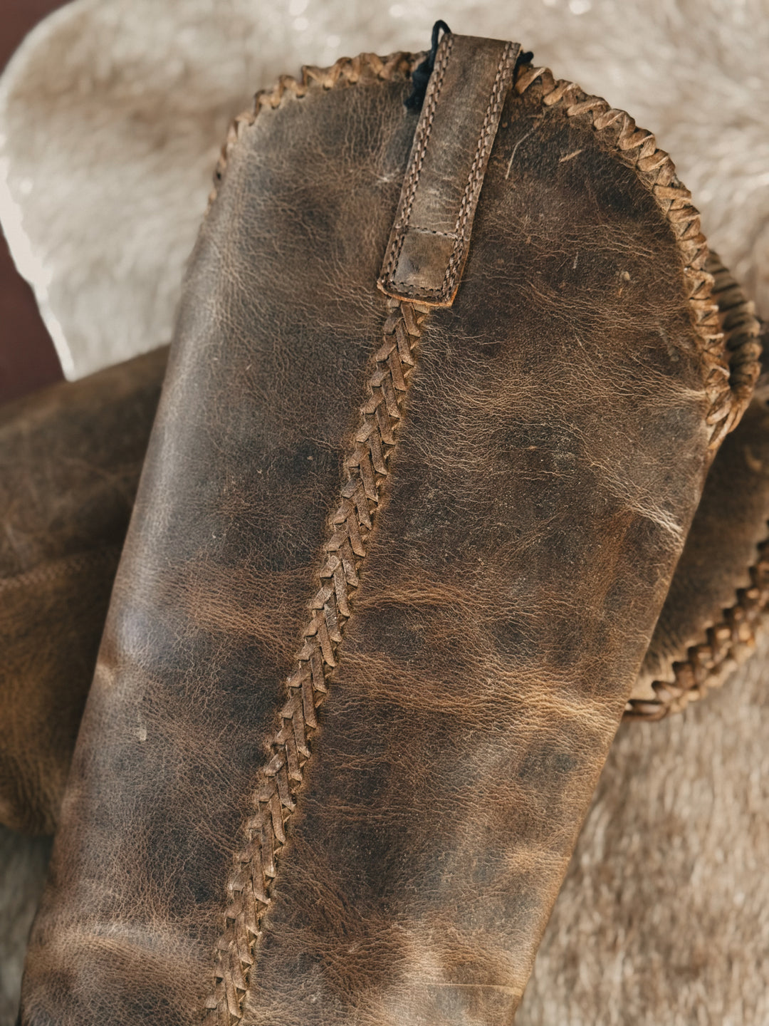 Crossed Stitch Tall Western Boots