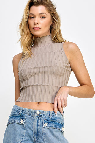 High Mock Neck Sleeveless Top