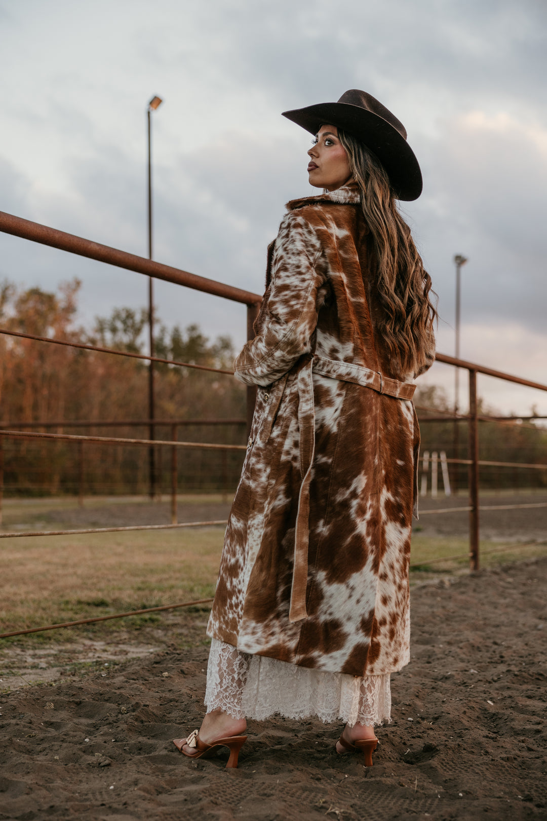Cowhide Trench Coat - Camel