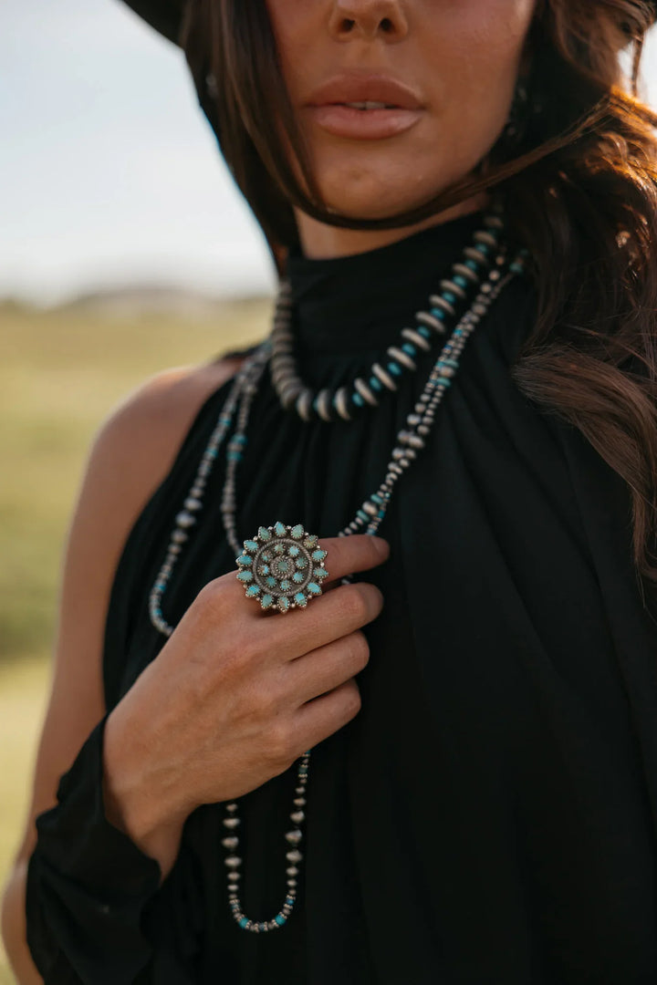 The Adjustable Turquoise Cluster Ring