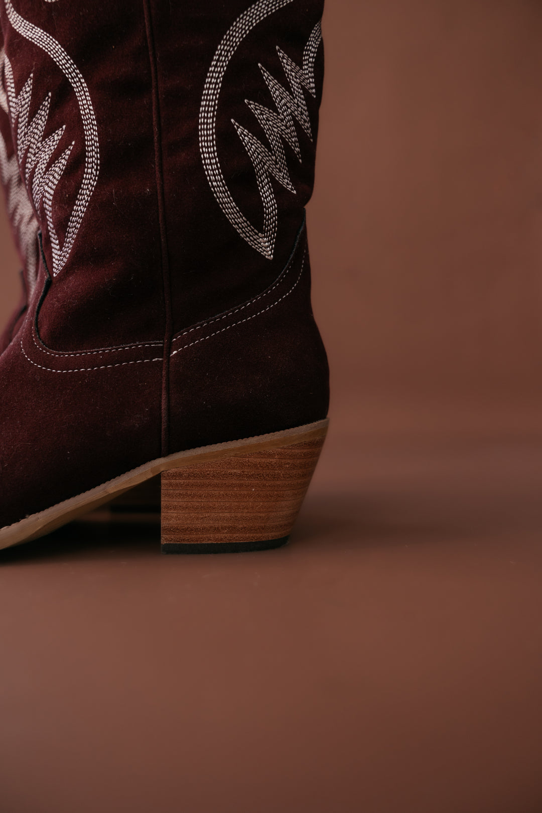 Maroon Suede Embroidered Cowgirl Boots