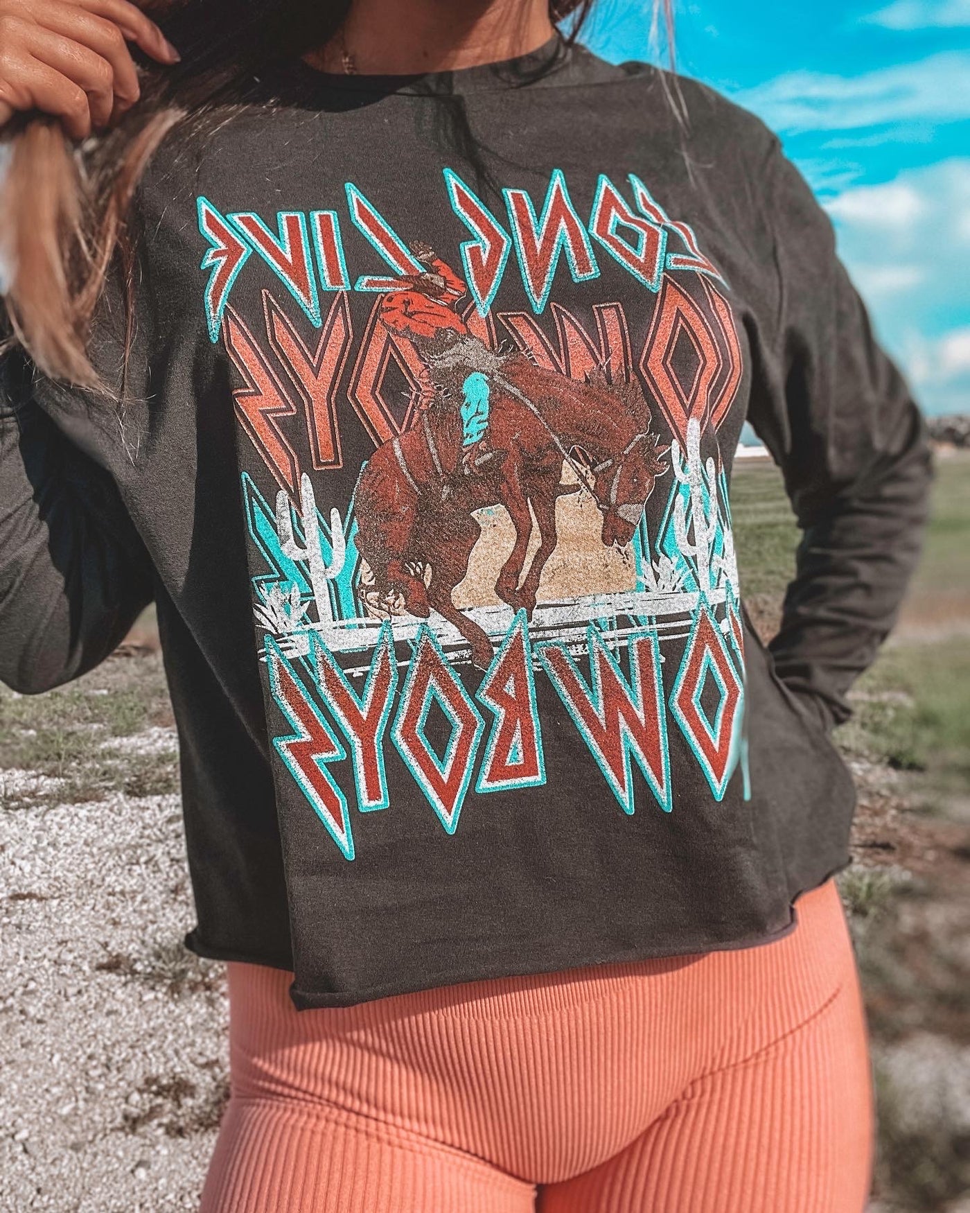 Camiseta de manga larga de larga vida de los vaqueros