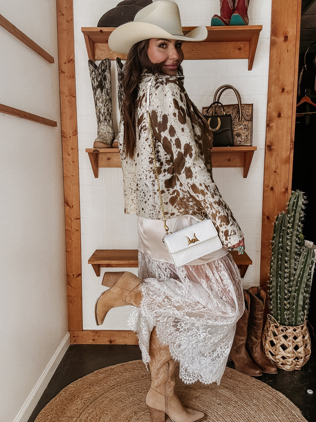 White Valencia Ostrich Leather Bag