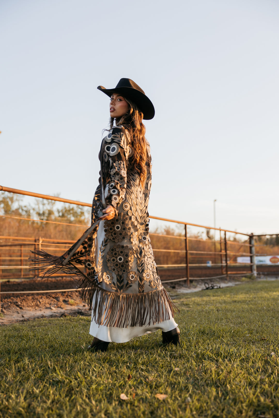 Gold Dust Leather Fringe Duster