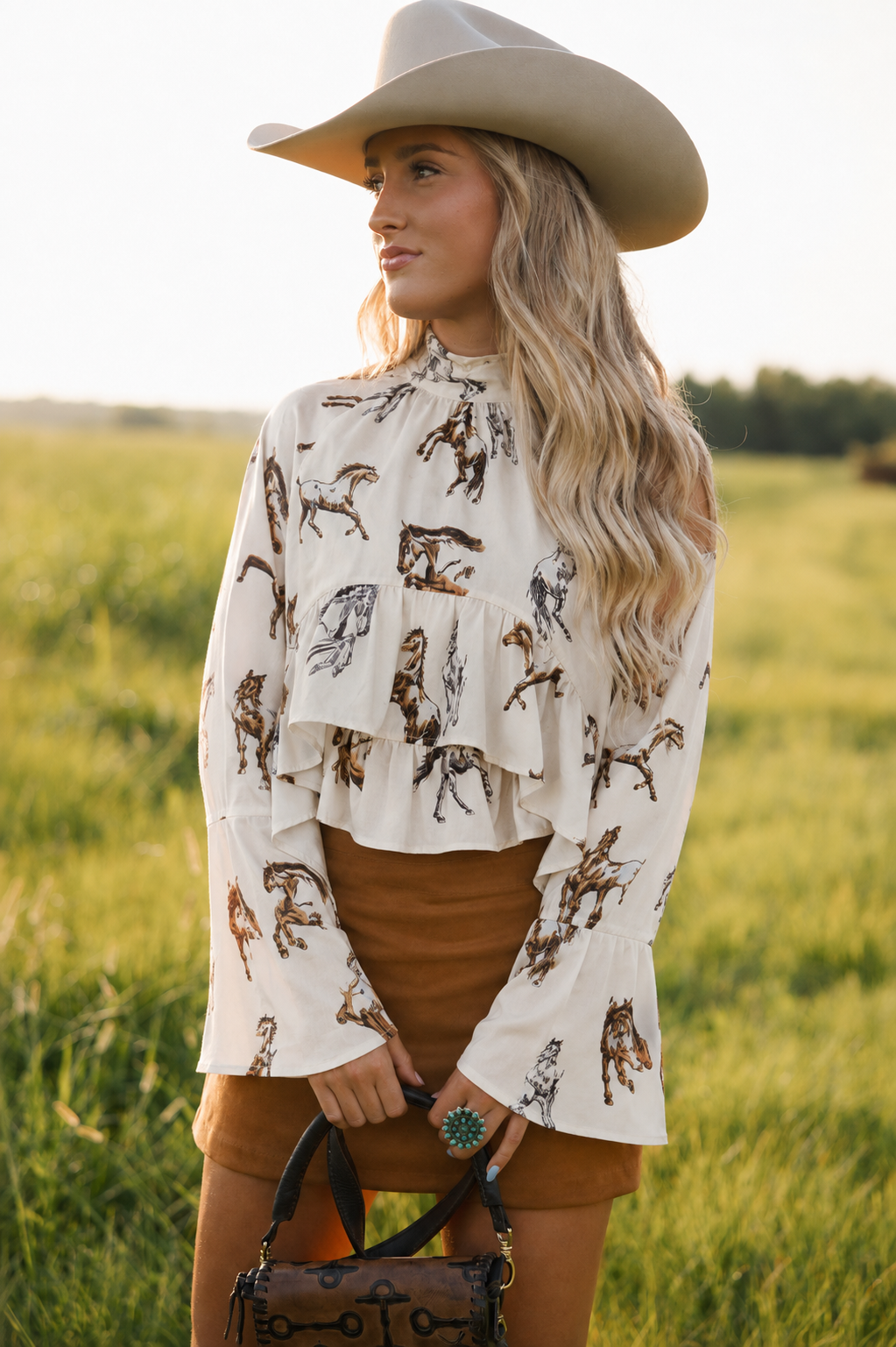 Wild Horses Ruffle Horse Top PRE ORDER 8/20