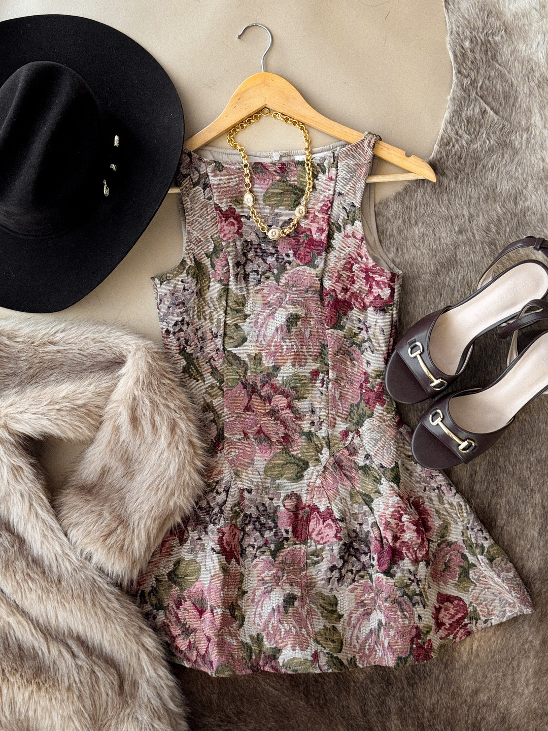 Rose Jacquard Mini Dress